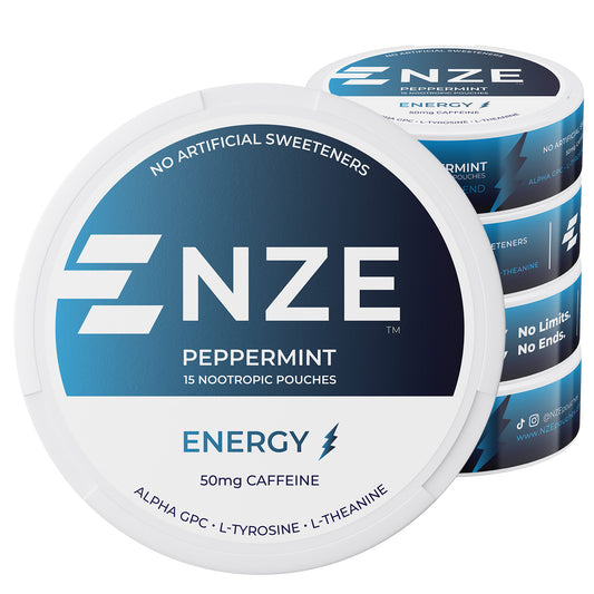 NZE Peppermint 50mg Caffeine Pouches - 5 Pack