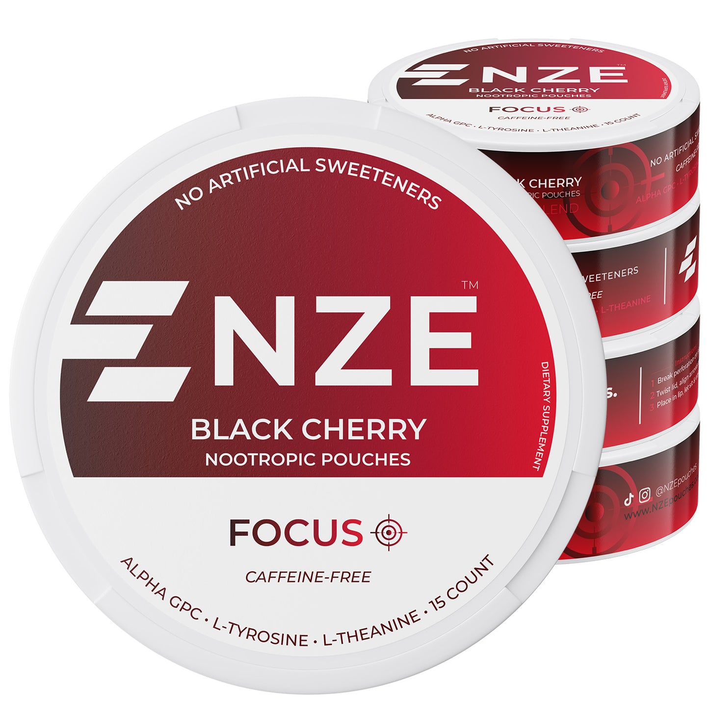 NZE Black Cherry Focus Nootropic Pouches (Caffeine Free)