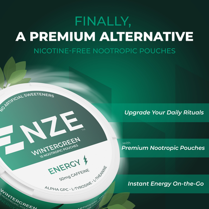 NZE Wintergreen 50mg Caffeine Pouches - 5 Pack