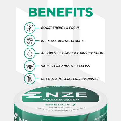 NZE Wintergreen 50mg Caffeine Pouches - 5 Pack