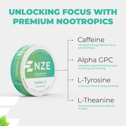 NZE Spearmint 50mg Caffeine Pouches - 5 Pack